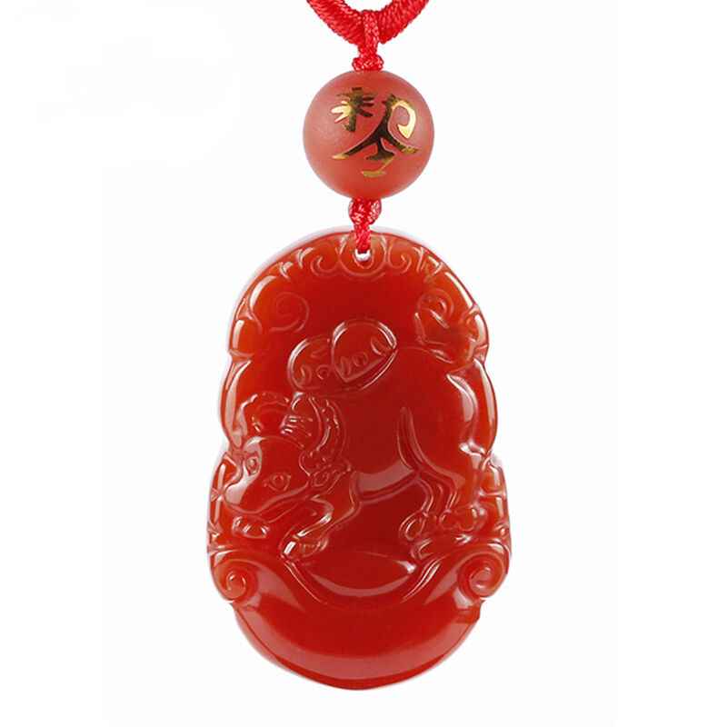 红玛瑙玉佩生肖华尔街证书吊坠
