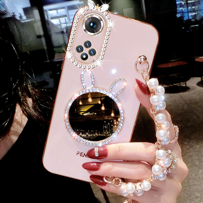 荣耀50硅胶软壳奢华补妆镜子钻