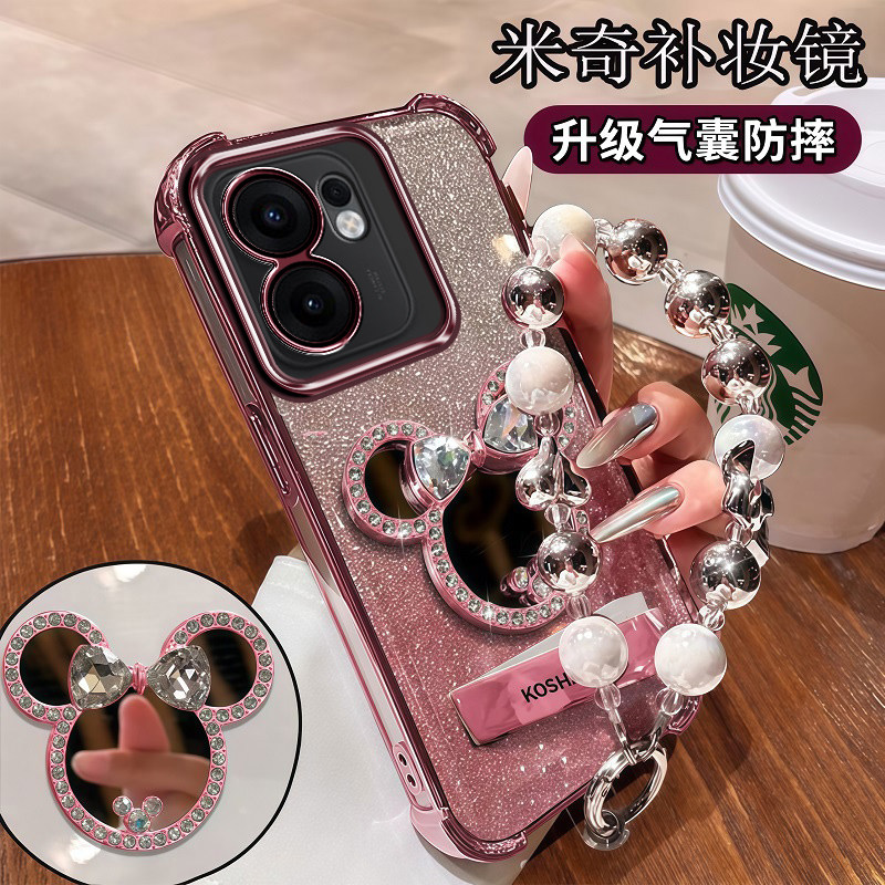 OPPOReno13F手机壳四角气囊OPPO防摔保护套CPH2699镜头膜全包reno13f奢华感气质OPPO米奇镜子RENO13F时尚个性