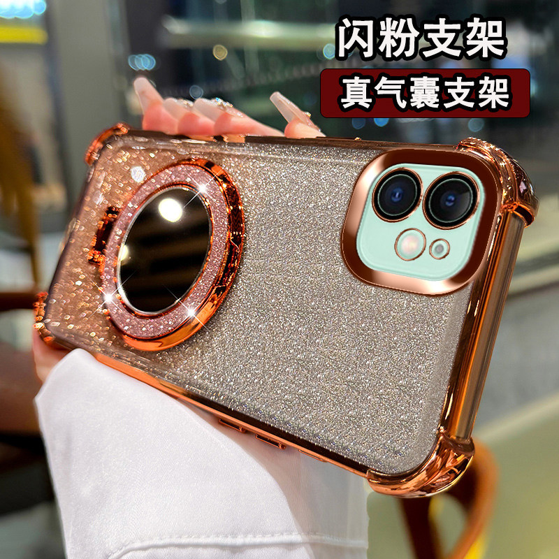 适用于苹果11手机壳iPhone四角气囊11Pro镜子CD支架11ProMax高颜值轻奢Apple女款潮牌气质iPhone镜头膜保护套