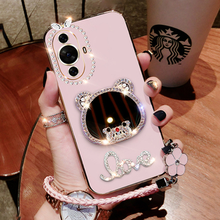 nava板nowa时尚 网红镶钻 手机壳nove12保护套硅胶FIN一AL60带镜子BLK全包防摔00软壳novo女款 华为nova12活力版