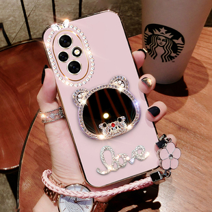 华为荣耀200手机壳honor200pro保护硅胶套ELI一AN00镜头全包防摔软壳ELP超薄por新款 潮女补妆镜子200pr0手绳