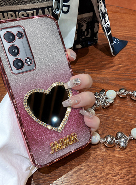 opporeno6pro十手机壳reno6pro+曲屏保护套PENMOO全包边por新款oppo带镜子5G防摔OPPOrenopro女0pp0网红个性