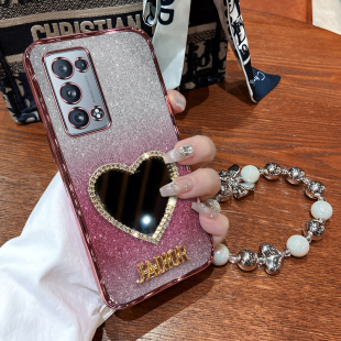 opporeno6pro十手机壳reno6pro+曲屏保护套PENMOO全包边por新款oppo带镜子5G防摔OPPOrenopro女0pp0网红个性