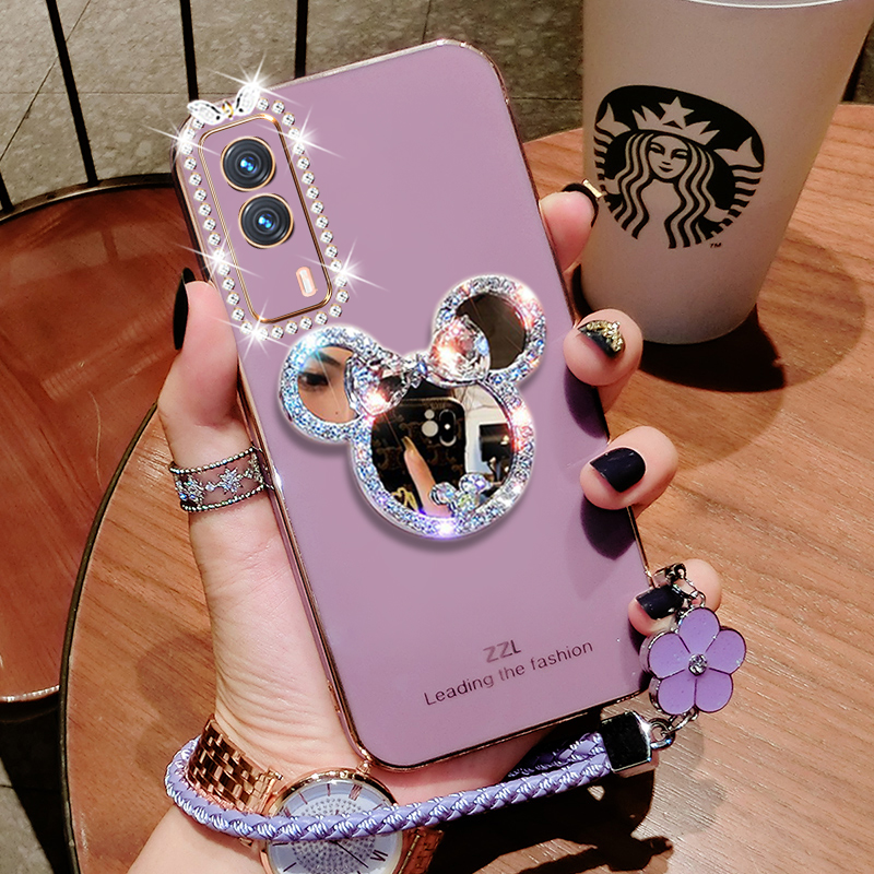 iqooz3硅胶奢华手机壳补妆镜子