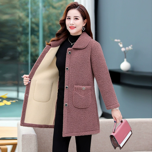 Утепленный пуховик для матери, бархатная куртка, шерстяное пальто, для среднего возраста
