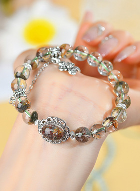 天然水晶四季幽灵聚宝盆手链