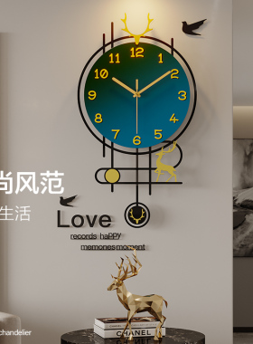钟表挂钟客厅时钟家用简约现代2021新款时尚石挂式英钟表挂表挂墙