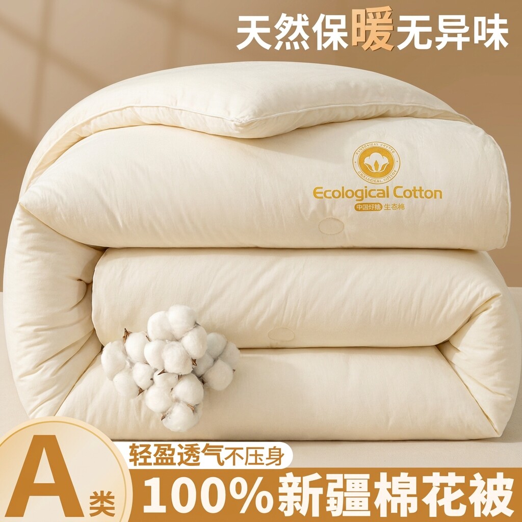100%新疆棉花被A类标准持久控温