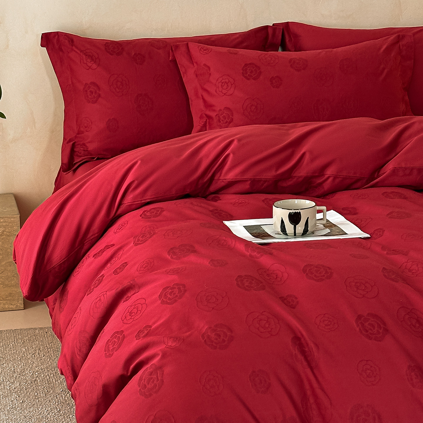 高档水洗提花婚庆四件套红色结婚被套床单床笠新婚喜被床上用品,床上用品,婚庆床品套件,淘宝优惠券,粉丝福利购,淘宝优惠卷