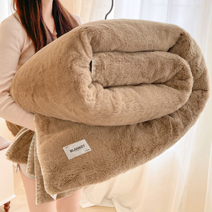 兔毛绒毛毯加厚冬季 沙发毯办公室午睡毯子珊瑚绒法兰绒盖毯毛巾被
