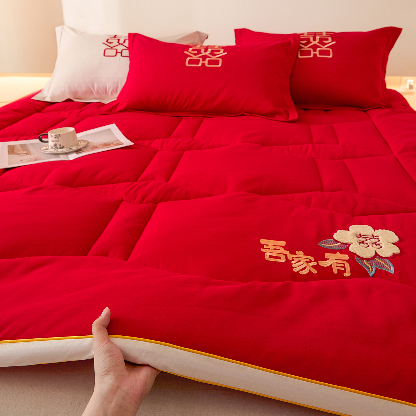 新婚红色婚庆床垫软垫家用卧室