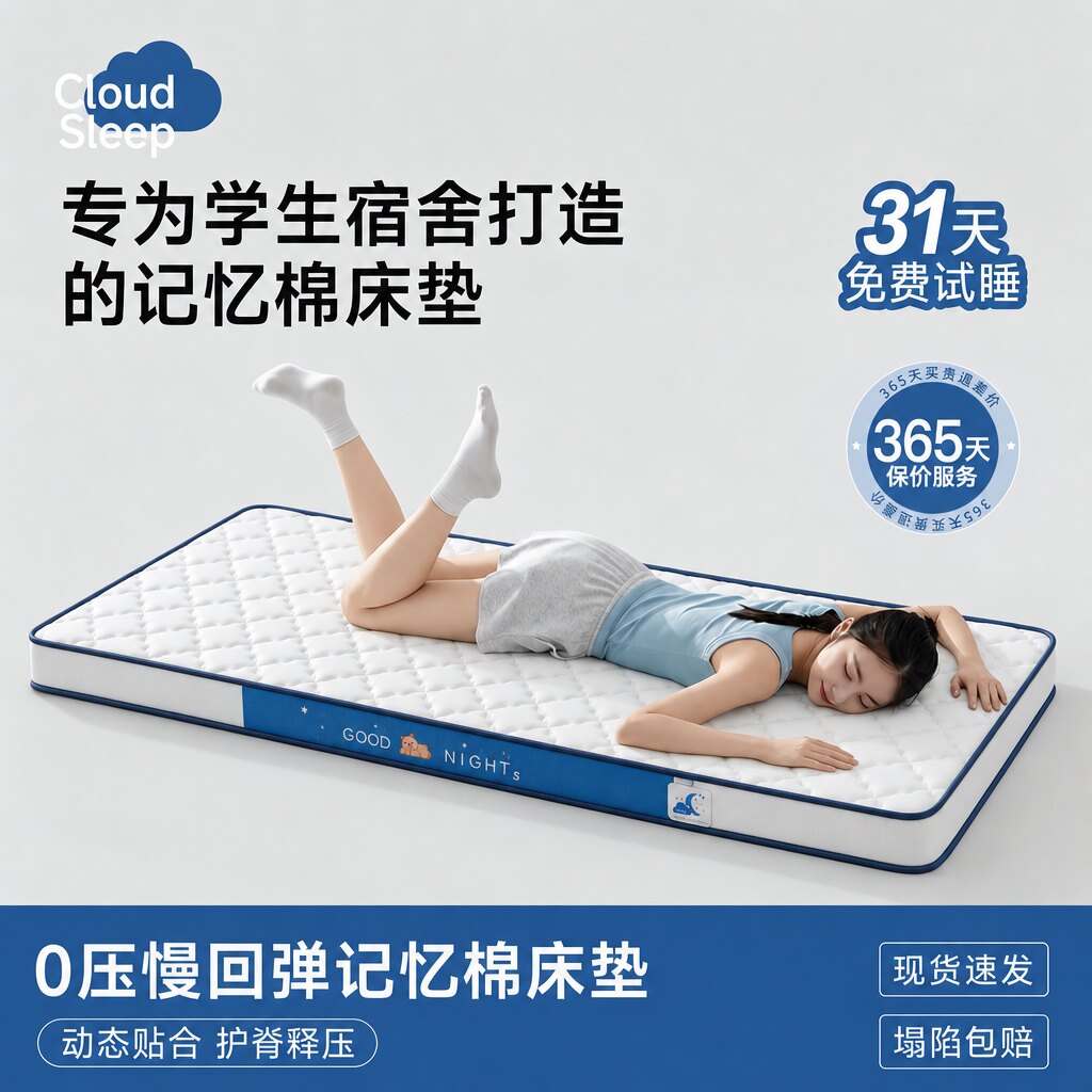 大学生住校床垫单人床垫软垫防滑可折叠乳胶记忆棉床褥垫海绵垫子