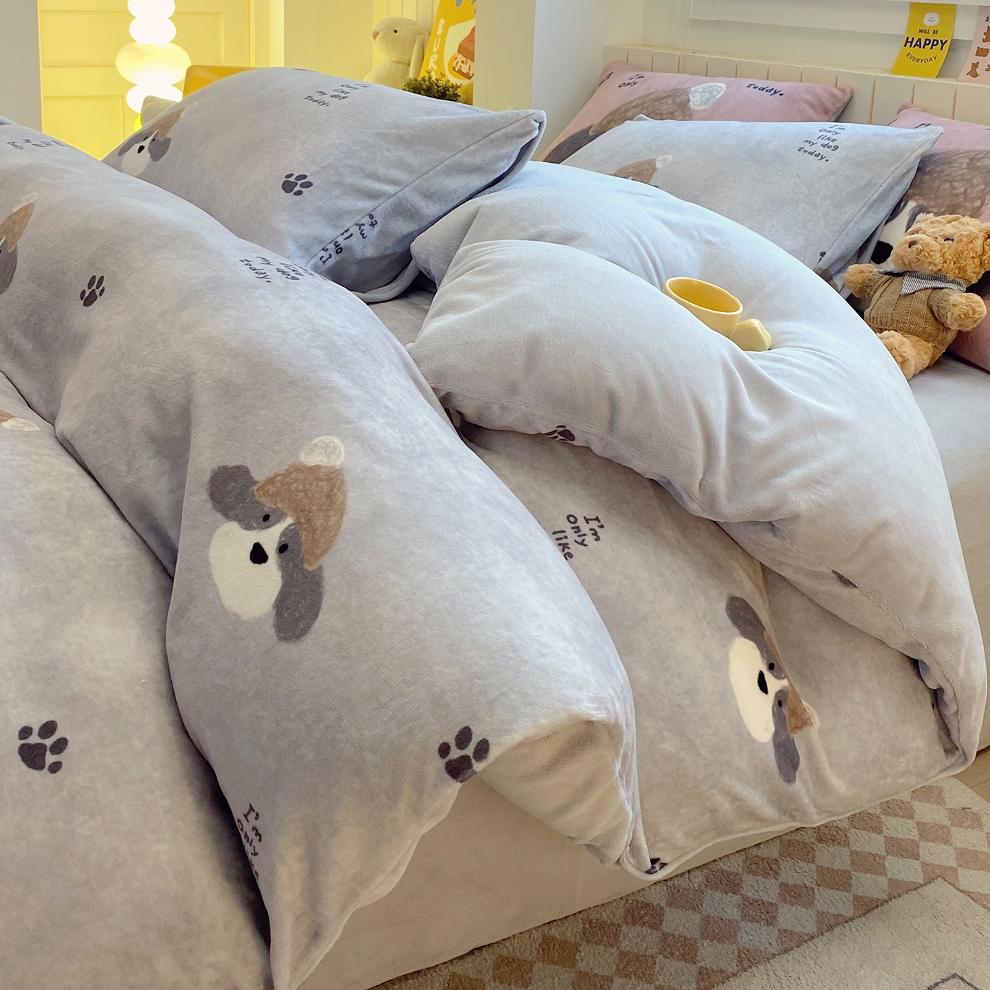 冬季加厚牛奶绒床上四件套珊瑚绒