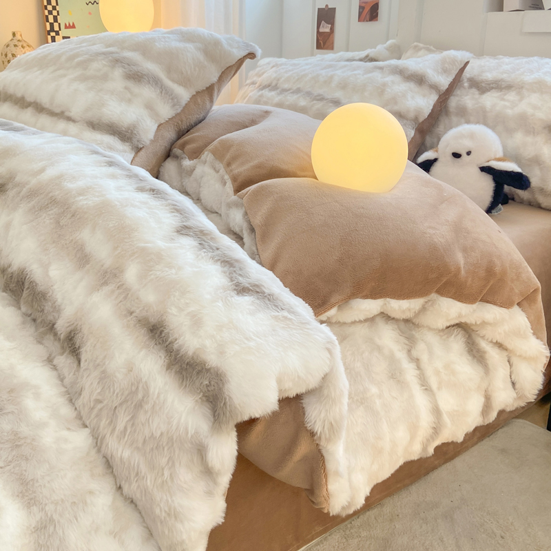兔毛牛奶绒四件套2025新款冬季