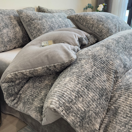 秋冬季加厚保暖兔毛牛奶绒四件套