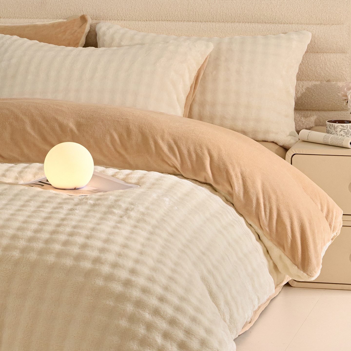 冬季加厚保暖兔毛牛奶绒四件套