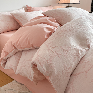 高档加厚磨毛床上床单被套四件套纯棉100全棉a类母婴级床笠款床品