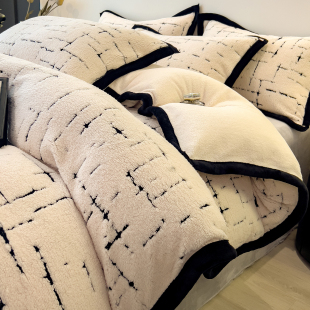 冬天四件套牛奶绒加厚保暖珊瑚绒被套床单床笠款双面加绒床上用品