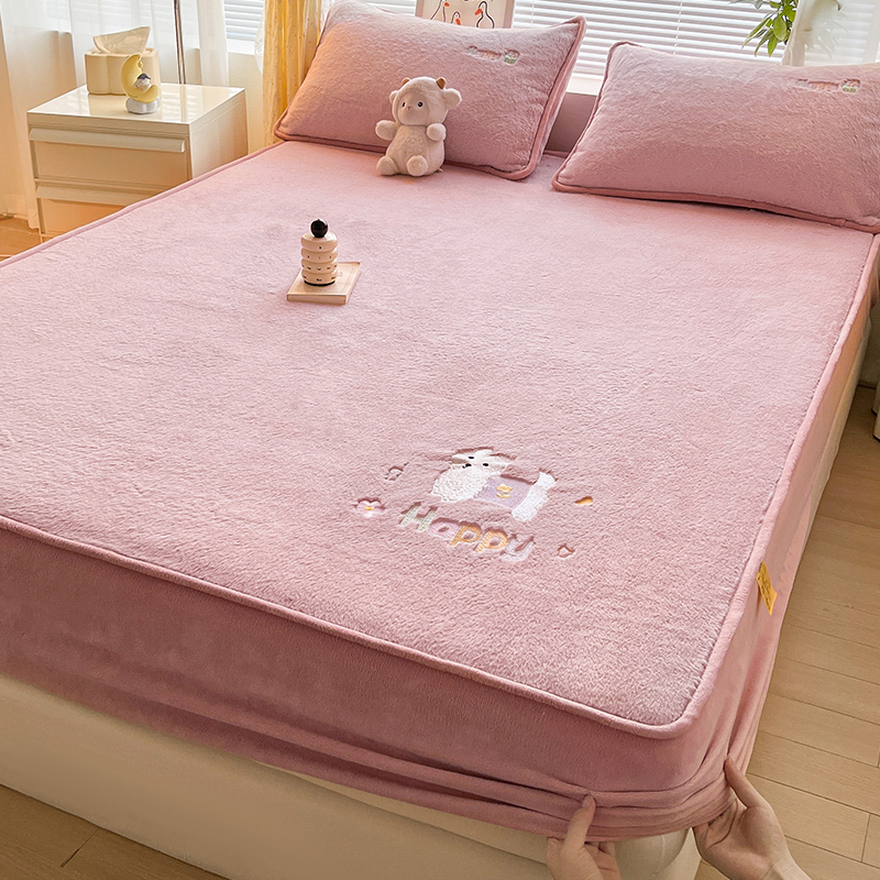 冬季A类加厚加绒兔毛绒床笠床罩