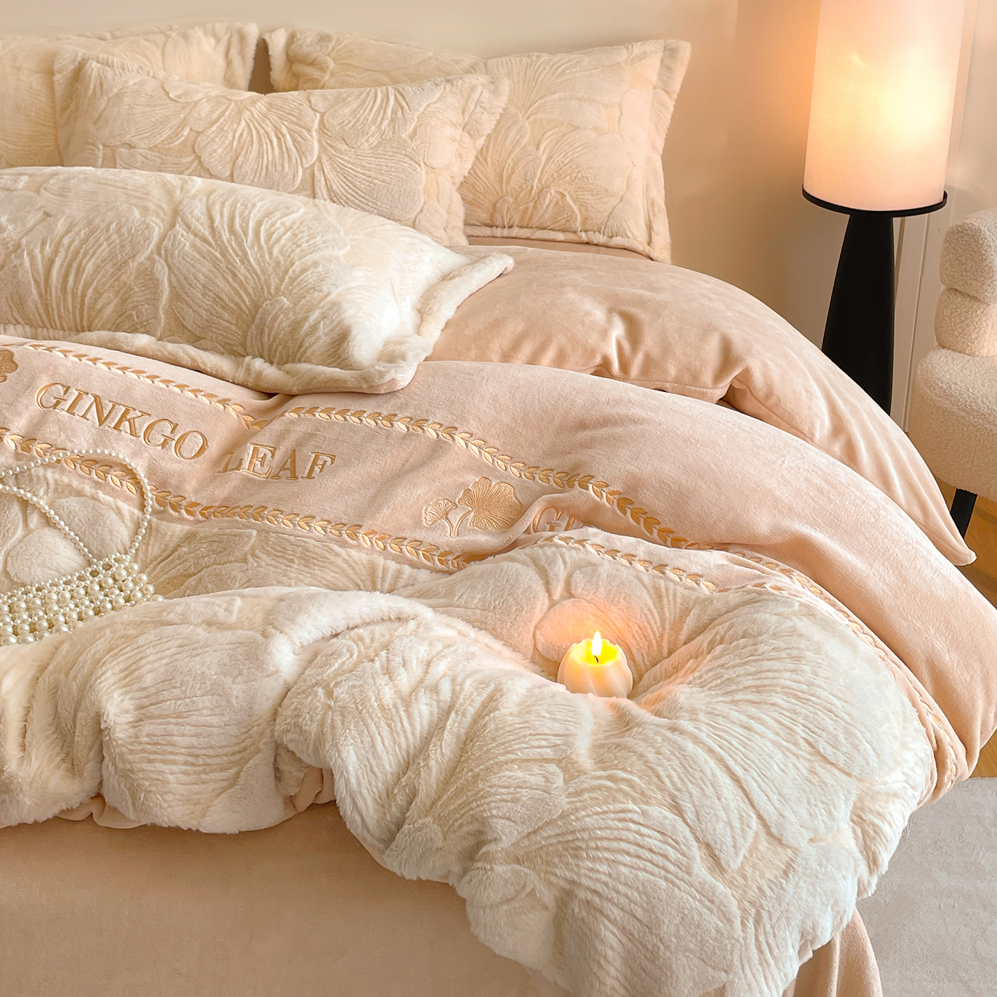 兔毛牛奶绒四件套冬季加厚保暖