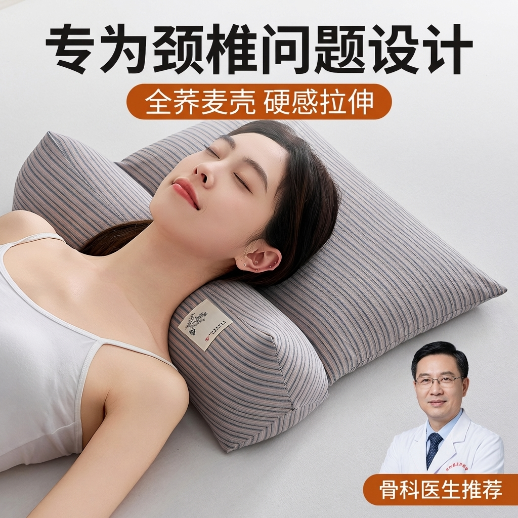 荞麦枕颈椎枕头护颈椎助睡眠反弓牵引修复睡觉专用病痛硬支撑睡觉