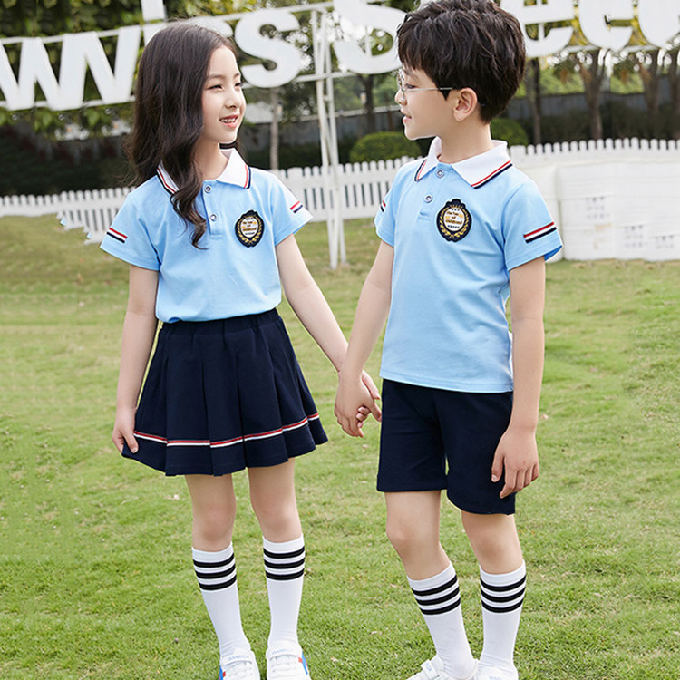 幼儿园园服夏装表演服班服夏新款英伦风纯棉短袖校服运动套装定制