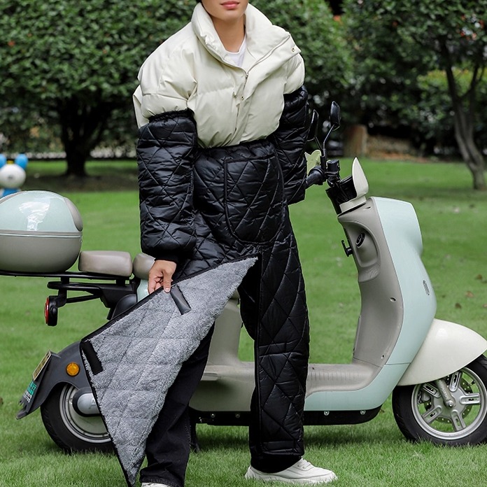 电动车跨骑挡风裙护腿冬季膝盖保暖加绒电瓶车后座加厚分腿挡风被