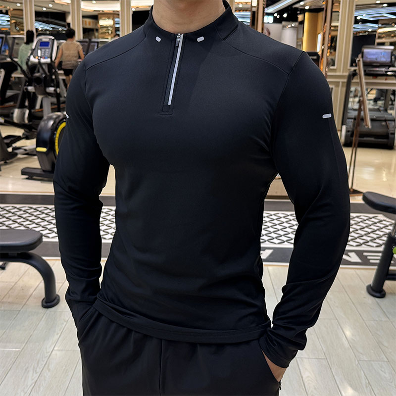 立领运动长袖男士秋季弹力速干衣