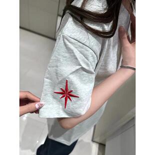 情侣宽松纯棉美式 夏季 高街上衣 t恤女2026新款 潮牌北极星刺绣短袖