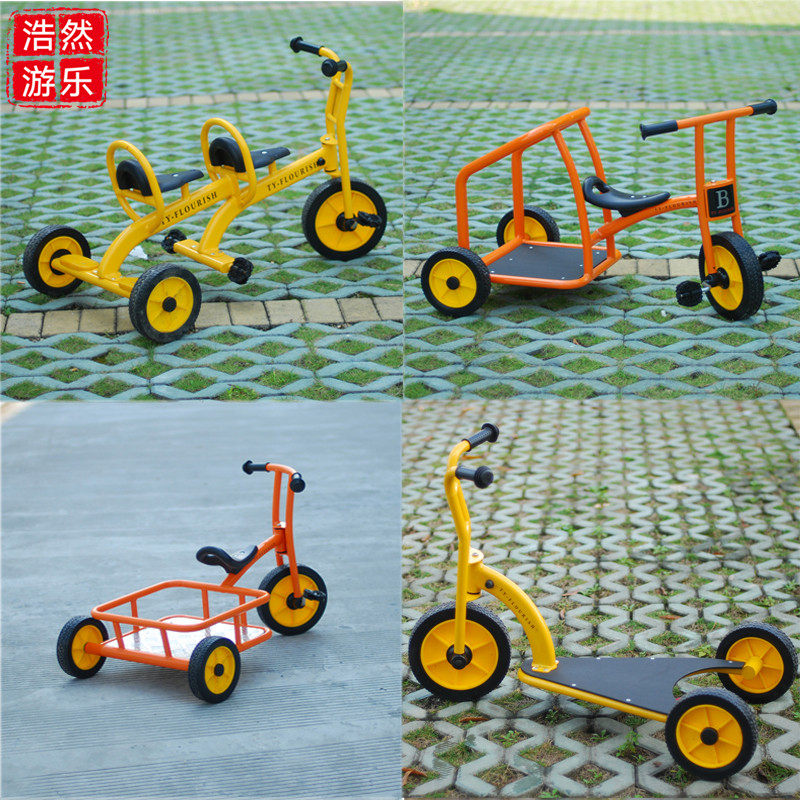 幼儿园儿童双人脚踏三轮车双人骑自行车户外运动玩具手推车童车