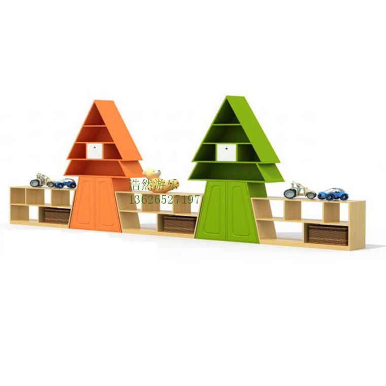 圣诞树书架造型书柜幼儿园早教园儿童储物架图书摆放柜书本展示架