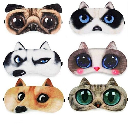 哈士奇眼罩睡眠专用挂耳式双面