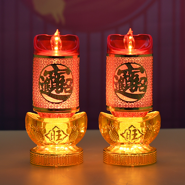財神燭臺電蠟燭財神爺燈插電燭臺