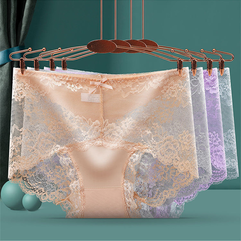 4条内裤女纯棉中腰感日系甜美