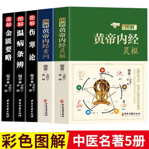 全套5本中医四大名著经典伤寒论+金匮要略+黄帝内经素问+温病条辨+灵枢经中医临床丛书中医自学入门书古籍汉张仲景正版