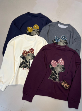 秋上新！【MICMIC】波点狗印花宽松百搭休闲卫衣  5182#  LSL