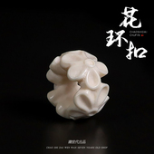 原色冰料猛犸象牙雕刻花环扣卡环手串隔珠背云挂件手串DIY配件