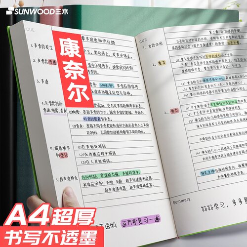 康奈尔笔记本本子a4考研专用5r记忆法备考记事本2026高颜值考公学习加厚公考学习记录本商务办公高档大号超厚