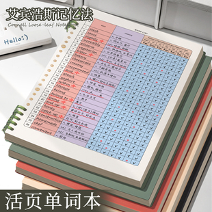 B5活页英语单词本记忆本艾宾浩斯记忆法初中生专用大学生英语四六级考研默写纸背单词本子英语学习单词记忆本
