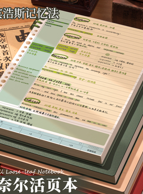 活页康奈尔笔记本本子5r高效记忆法b5方网格a4大学生考研法考公考读书学习错题分类本纸初高中生可拆卸不硌手