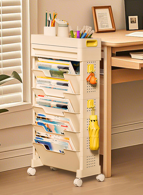 可移动桌边书架书桌收纳置物架学习桌侧边收纳书桌旁小书架儿童不占空间学生教室高中生书包书本书籍课桌神器