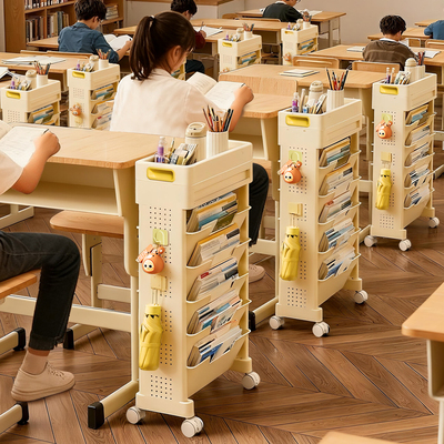 可移动桌边书架书桌收纳置物架学习桌侧边收纳书桌旁小书架儿童不占空间学生教室高中生书包书本书籍课桌神器