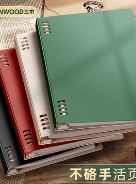 三木活页本b5不硌手笔记本本子可拆卸活页夹外壳复古高颜值大学生考研初高中生专用a5错题横线线圈本日记本