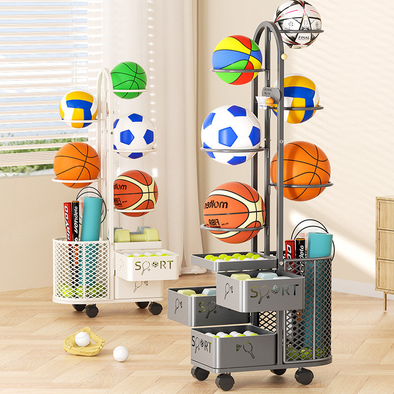 篮球收纳层架家用室内简易足球排球玩具收纳筐儿童球类摆放置物架