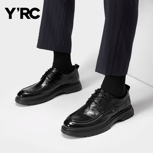YRC男士商务真皮正装皮鞋2025秋季新款结婚鞋时尚通勤休闲德比鞋