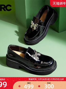 YRC设计感乐福鞋女秋季新款真皮厚底一脚蹬复古英伦风小皮鞋
