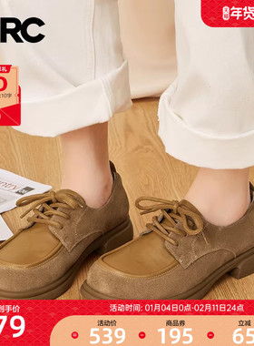 YRC羊皮系带小皮鞋女秋季新款气质通勤风低跟真皮百搭工作面试鞋