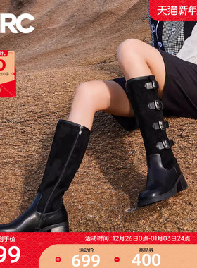 YRC西部高筒骑士靴女士长靴冬季新款不过膝商场同款长筒靴