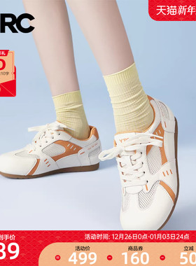 YRC网面薄款板鞋女2025秋季新款简约潮流透气软底百搭运动德训鞋